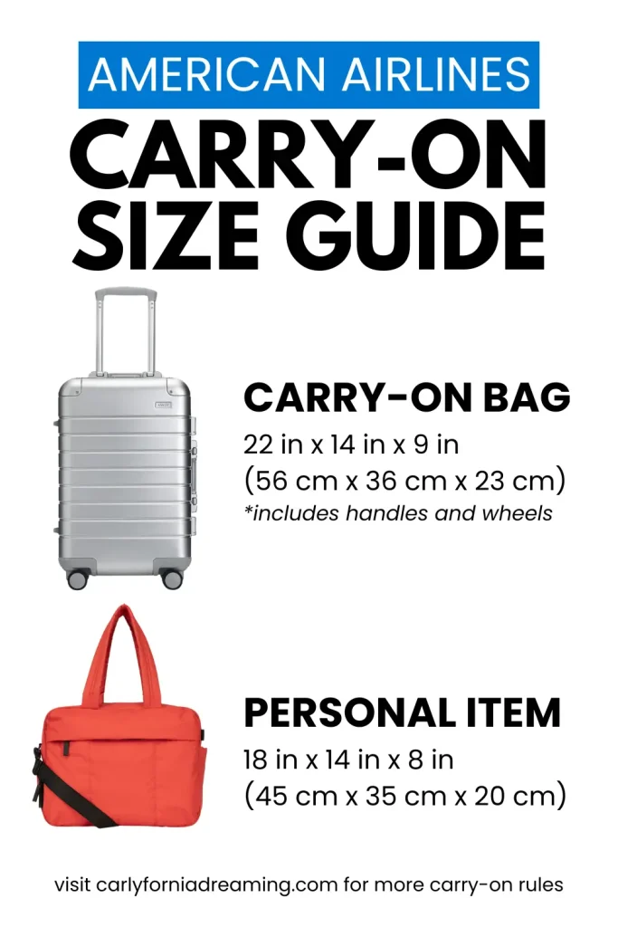 size of carry on luggage american airlines