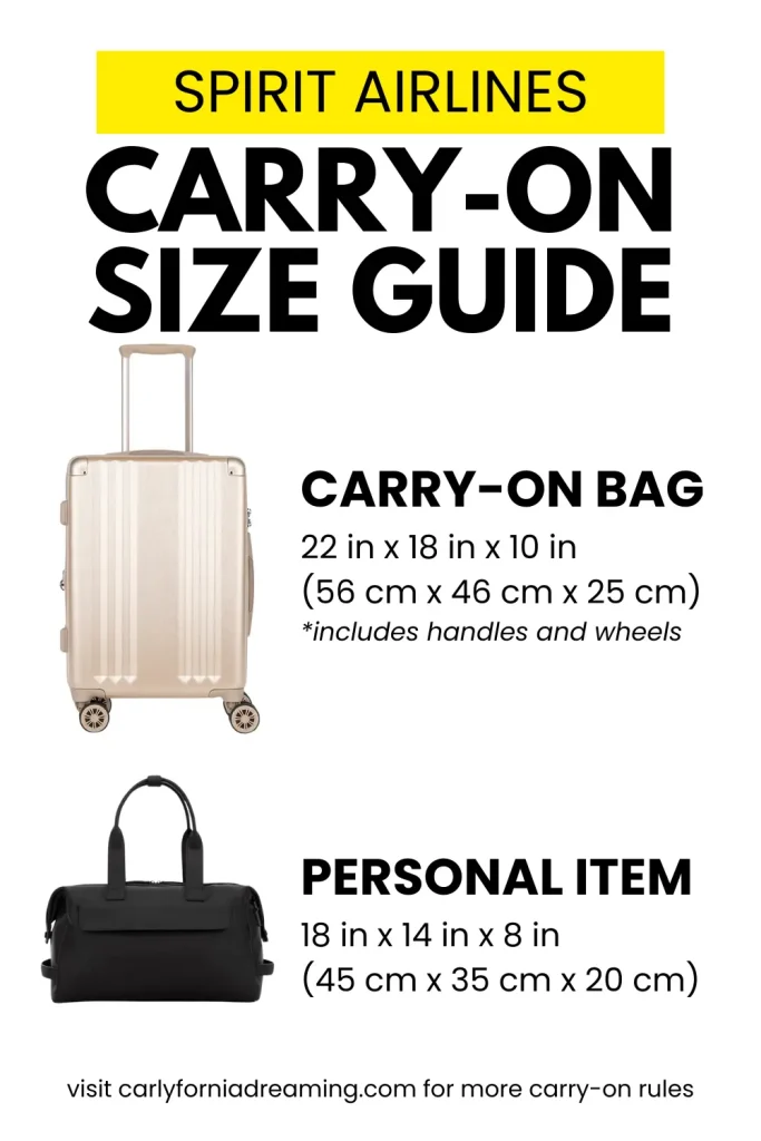 Spirit Airlines carry on bag size