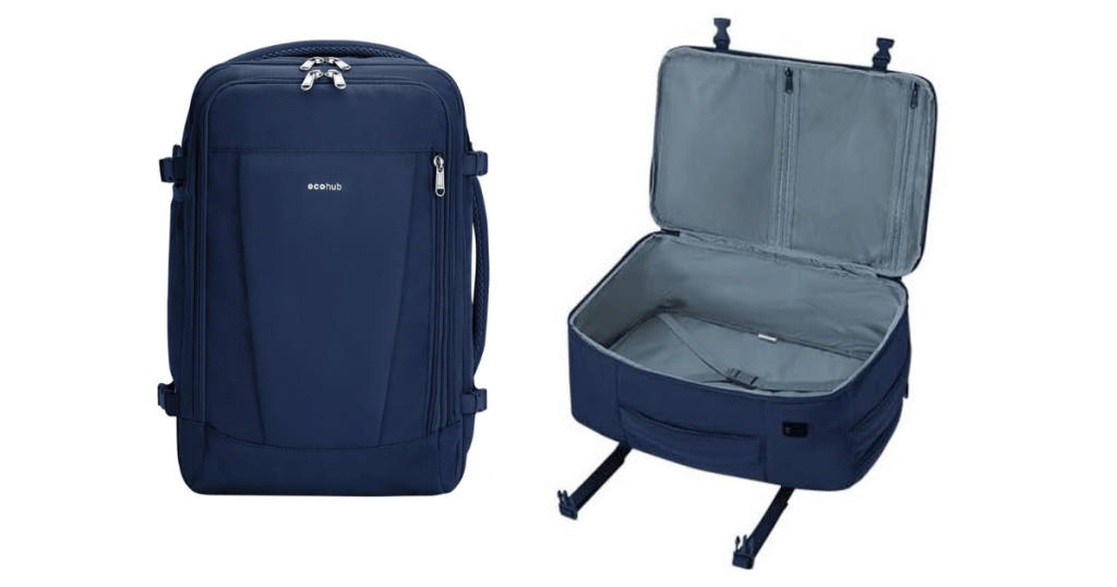 An image of the Ecohub Backpack, a budget option for Untied Airlines personal item.