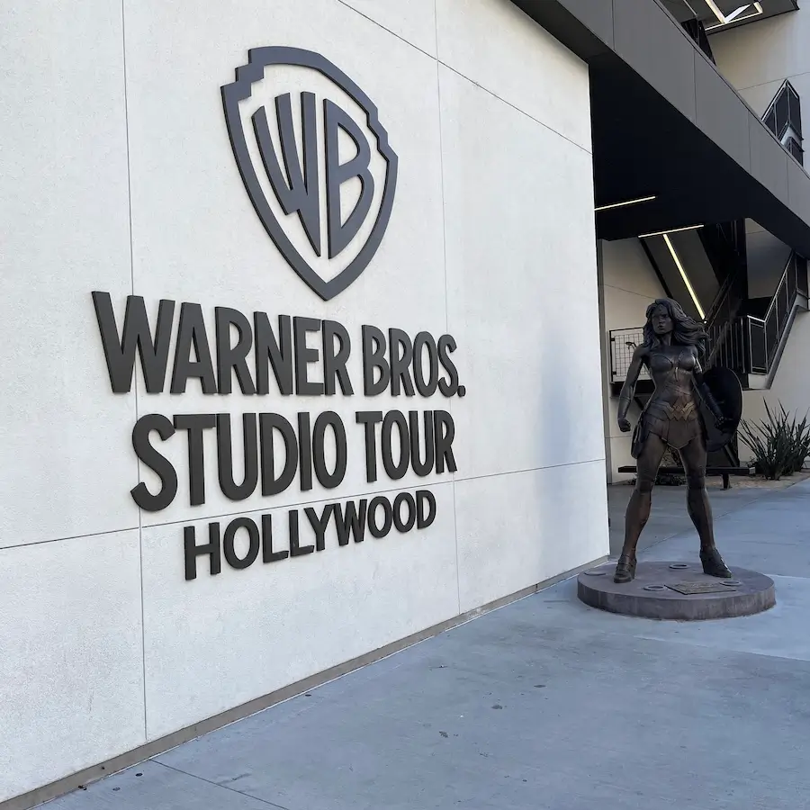 An image of the Warner Bros Studio Tour entrance in Burbank, California