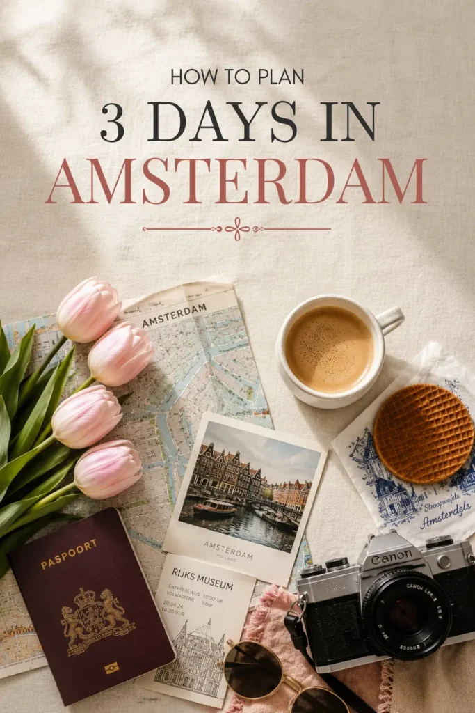 How to plan 3 days in Amsterdam with tulips, maps, canal photos and Amsterdam travel essentials