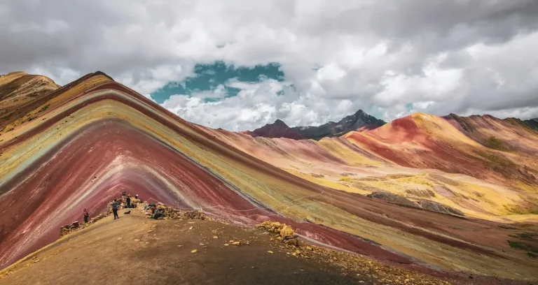 A photo of Rainbow Mountain (Vinicunca) in Peru.