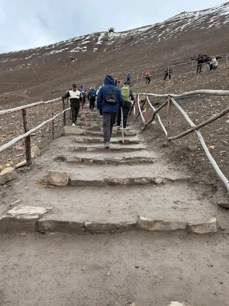 The stairs to Rainbow Mountain in Peru.