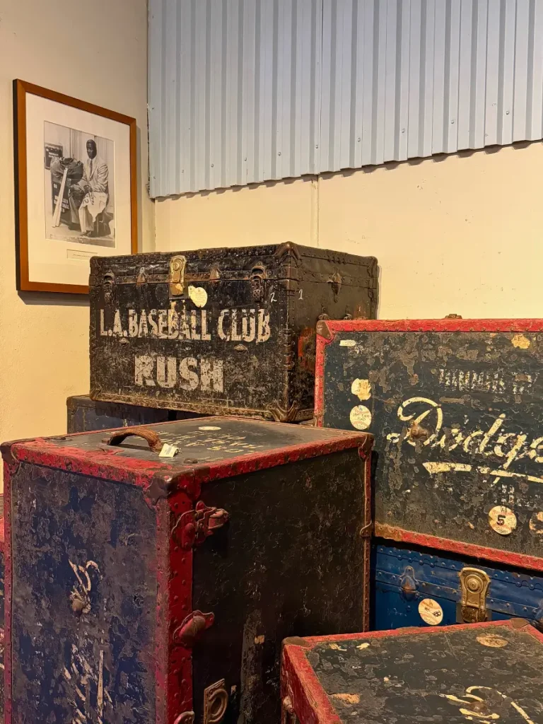Vintage Dodger luggage on the Dodger Stadium Tours.