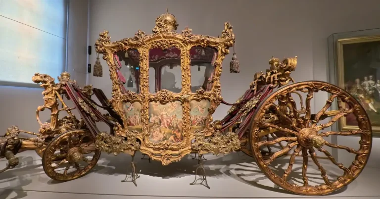 The Imperial Coronation Carriage at the Imperial Carriage Museum in Vienna, Austria.
