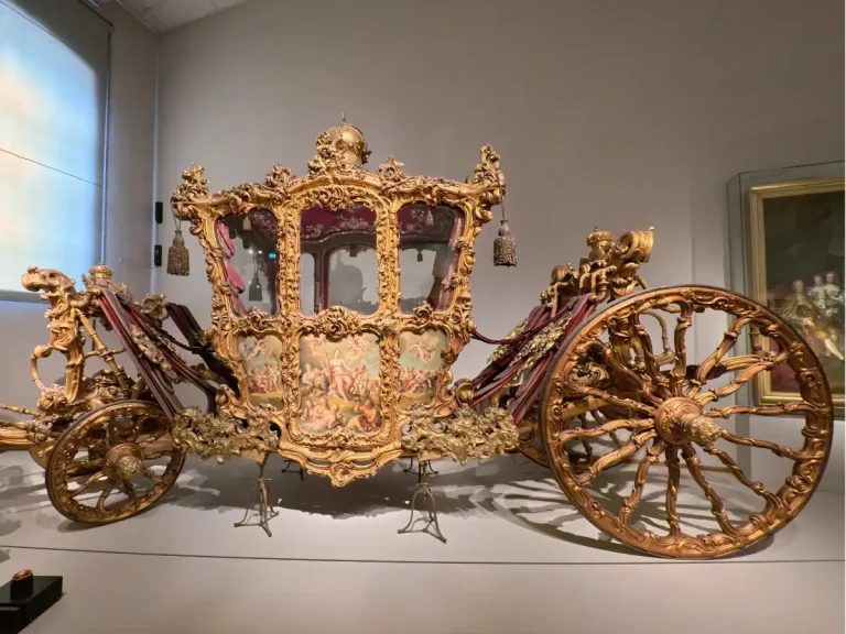 The Imperial Coronation Carriage at the Imperial Carriage Museum in Vienna, Austria.