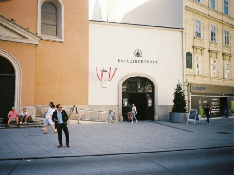 Entrance to the Imperial Crypt Vienna beneath the Kapuzinerkirche (Capuchin Church) in Vienna, Austria.