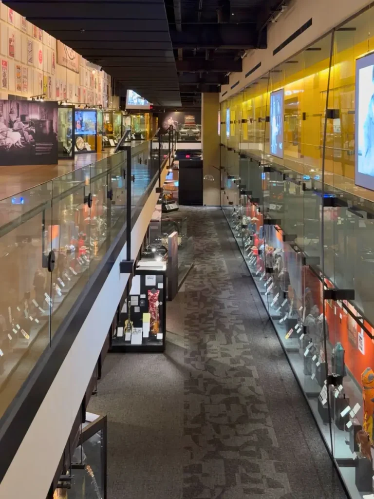 Quiet exhibits inside the Country Music Hall of Fame during the early access guided tour before opening.