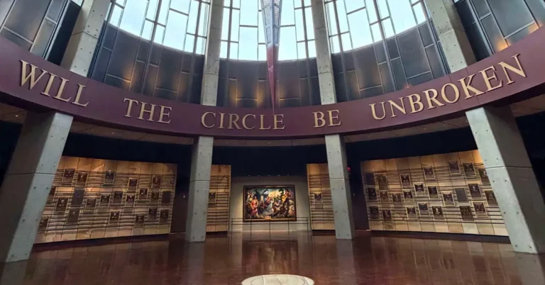 Country Music Hall of Fame rotunda and Hall of Fame plaques during the guided tour in Nashville