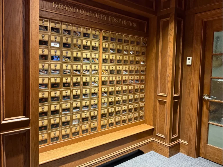 Artist mailboxes inside the Grand Ole Opry Post Office on the backstage tour