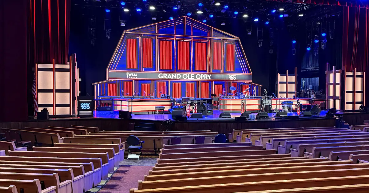 Grand Ole Opry stage during the backstage tour in Nashville, Tennessee