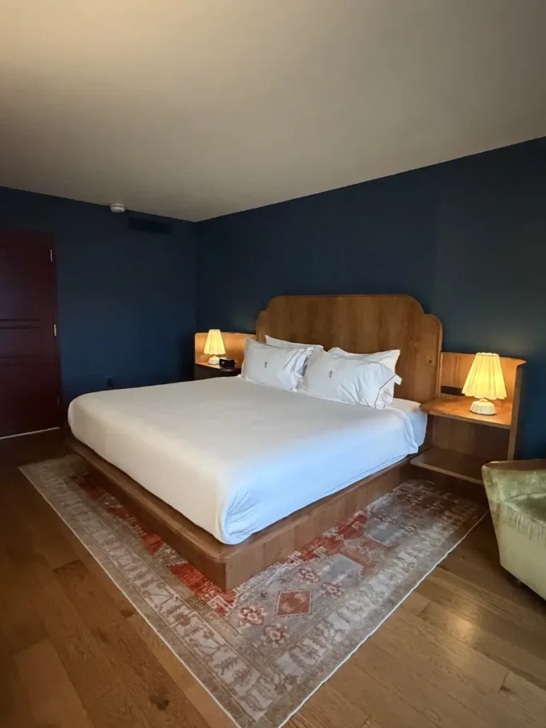 King bedroom inside the Chalet Suite at the Hotel Chalet Chattanooga Tennessee.