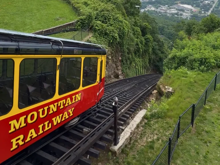 Lookout Mountain Incline Railway descending the steep tracks above Chattanooga.