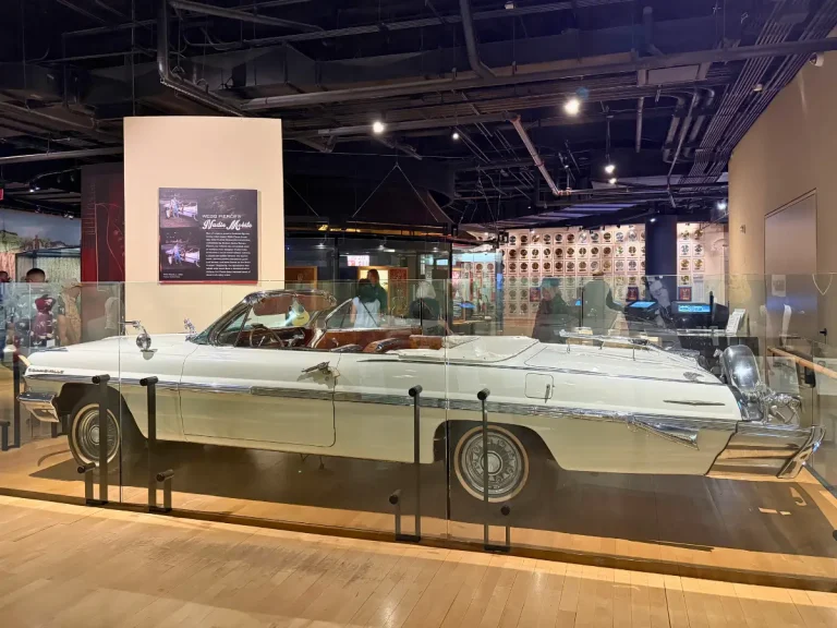 Webb Pierce's custom silver-dollar-covered car designed by Nudie Cohn on display at the Country Music Hall of Fame in Nashville.