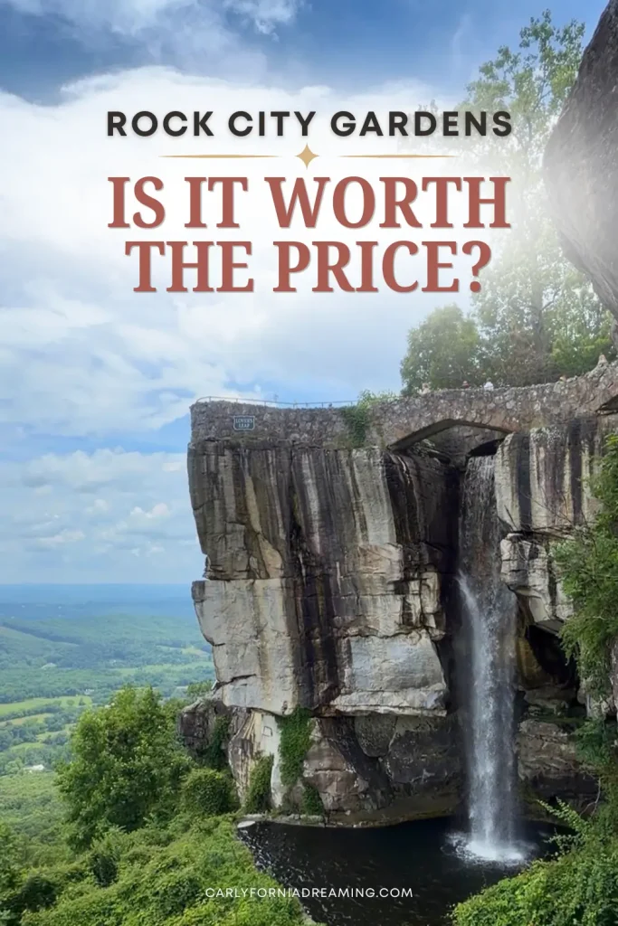 Lover's Leap waterfall and scenic overlook at Rock City Gardens on Lookout Mountain, one of the most popular attractions near Chattanooga.
