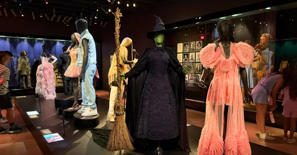 Costumes from Wicked on display at the Academy Museum of Motion Pictures in Los Angeles
