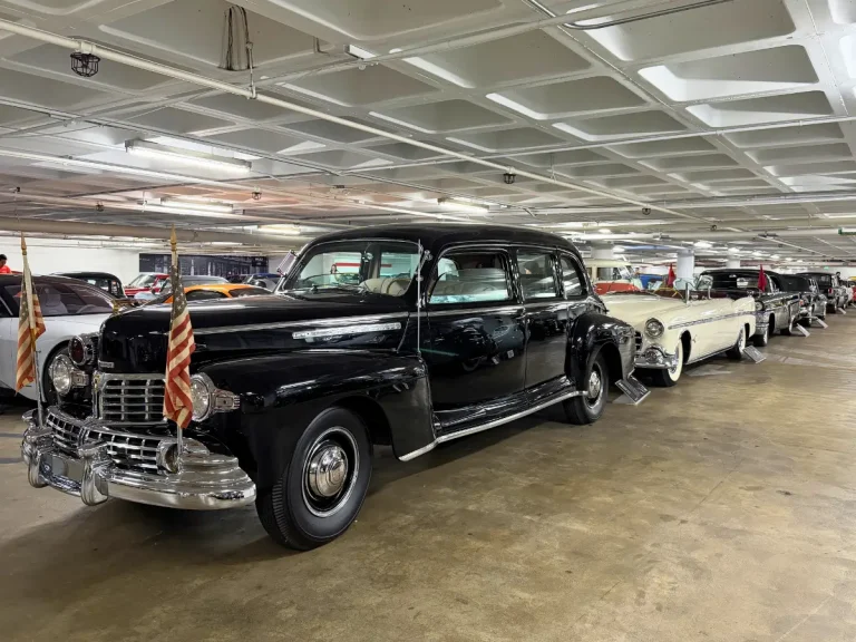 Presidential limousines on display in The Vault at the Petersen Automotive Museum.