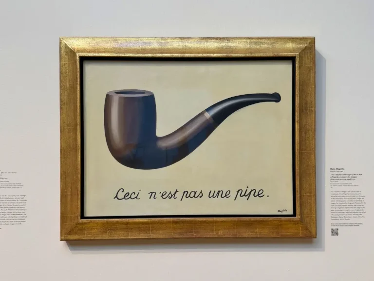 René Magritte's The Treachery of Images (This Is Not a Pipe) on display at LACMA