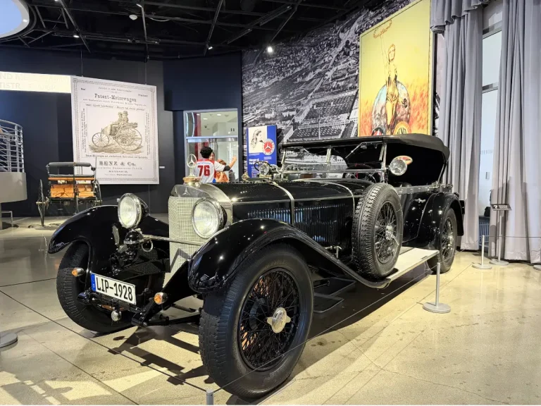 Classic Mercedes-Benz on display in the World Class: 100 Years of Mercedes-Benz exhibit at the Petersen Museum