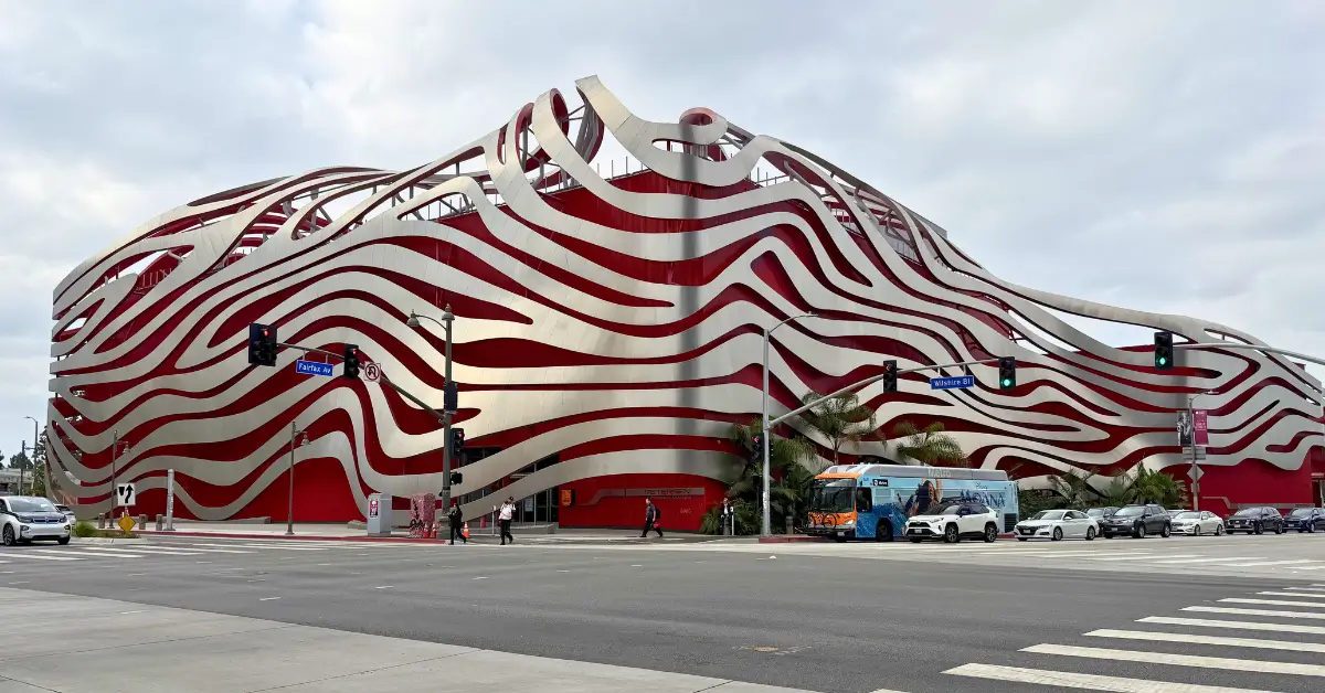 Exterior of the Petersen Museum in Los Angeles on Wilshire and Fairfax Ave.