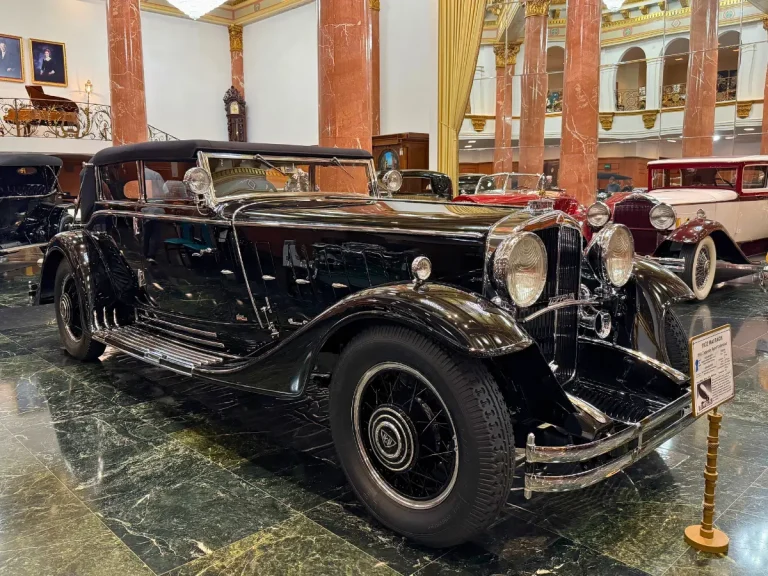 1932 Maybach DS8 Zeppelin Sport Cabriolet in the Grand Salon at the Nethercutt Museum.