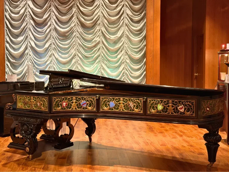 Ehrbar Emperor Franz Josef Concert Grand Piano in the Music Room at the Nethercutt Collection.