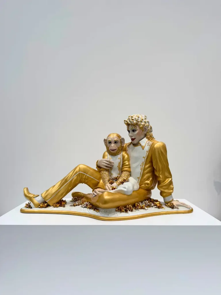 Jeff Koons' "Michael Jackson and Bubbles" sculpture at The Broad Museum.